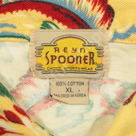 Reyn Spooner Polo Shirt Mens XL Yellow Nautical Marlin Fish Vintage 80s Pique - Picture 5 of 6